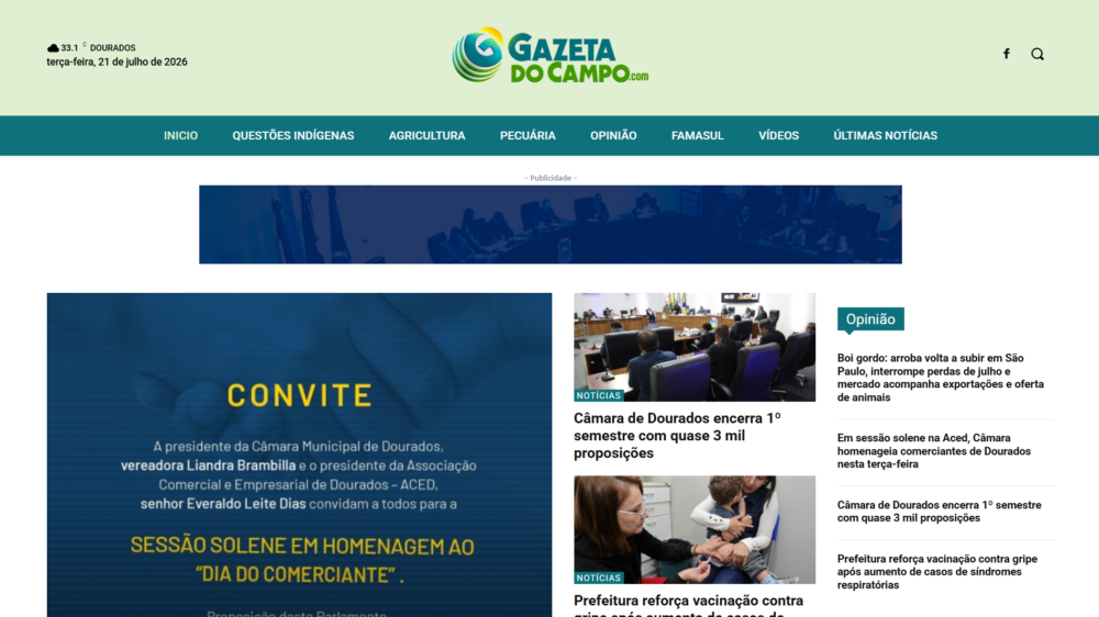 Site Gazeta do Campo