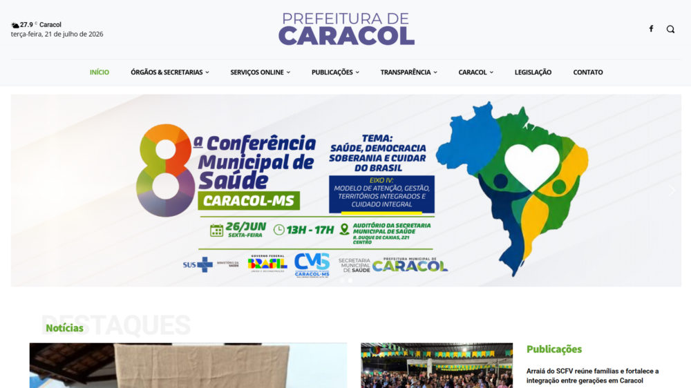 Site Prefeitura de Caracol